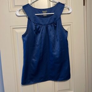 Blue High neck satin blouse